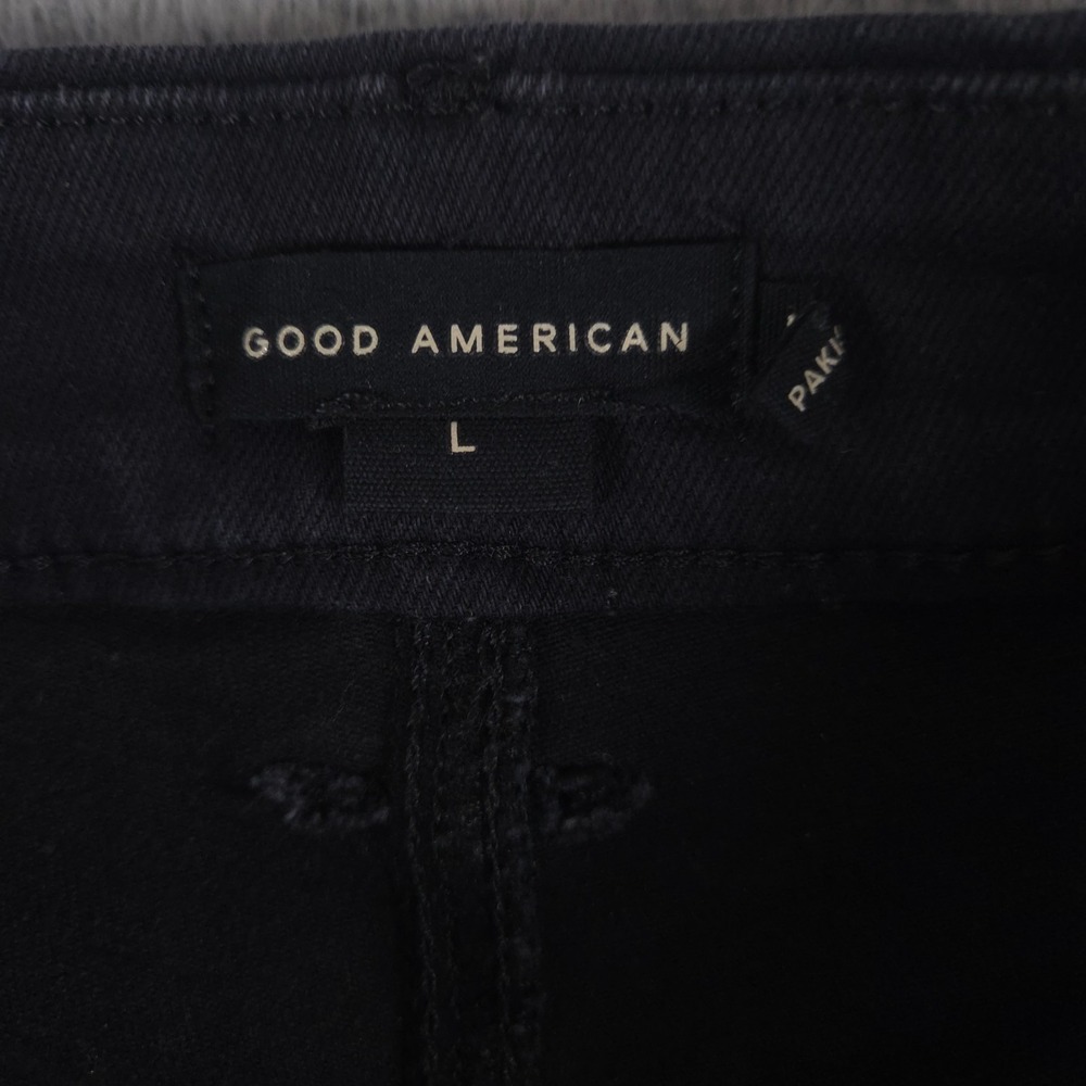 Good American Jeans Womens Large Black Good Legs Straight Pull‎ On Elastic Denim - Picture 7 of 10
